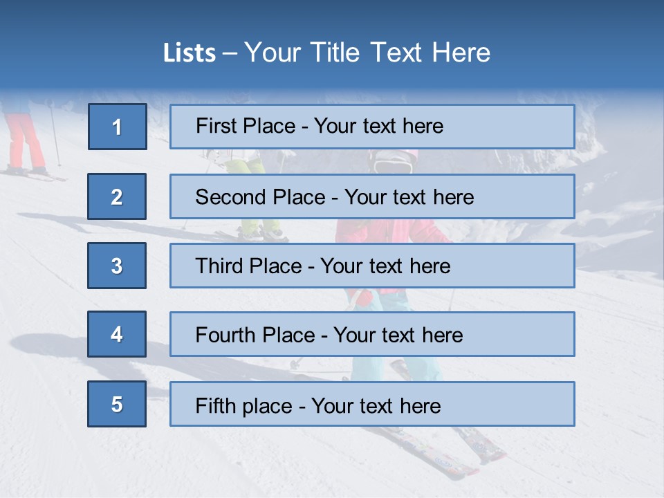 A Group Of People Riding Skis Down A Snow Covered Slope PowerPoint Template