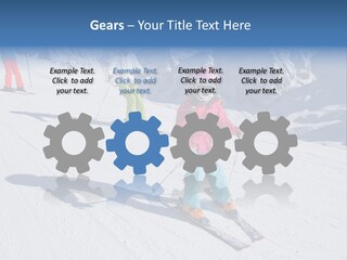 A Group Of People Riding Skis Down A Snow Covered Slope PowerPoint Template