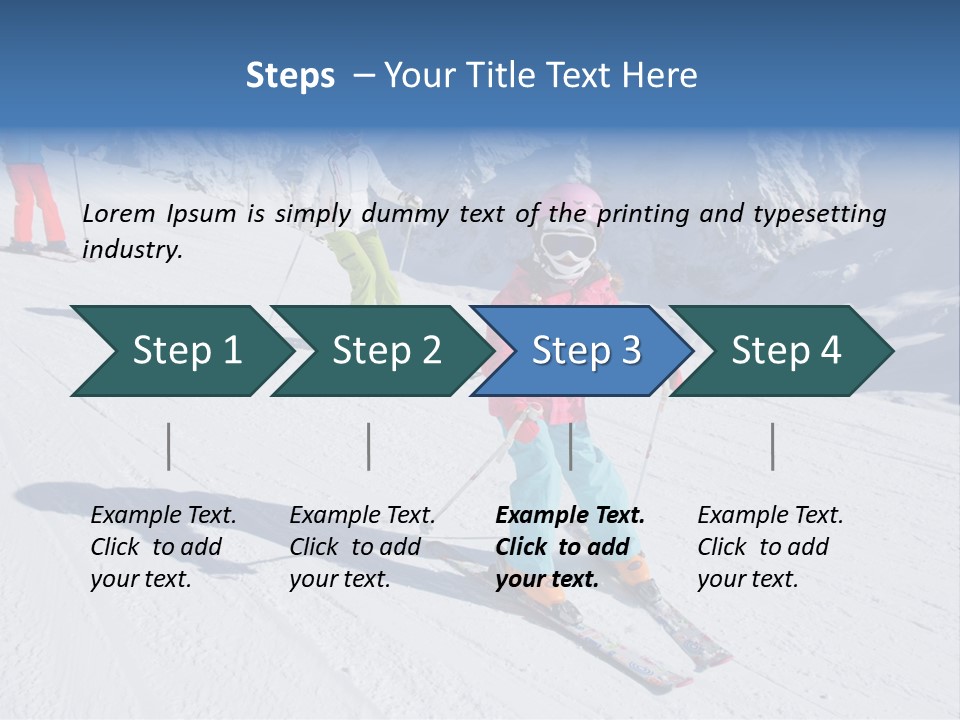 A Group Of People Riding Skis Down A Snow Covered Slope PowerPoint Template