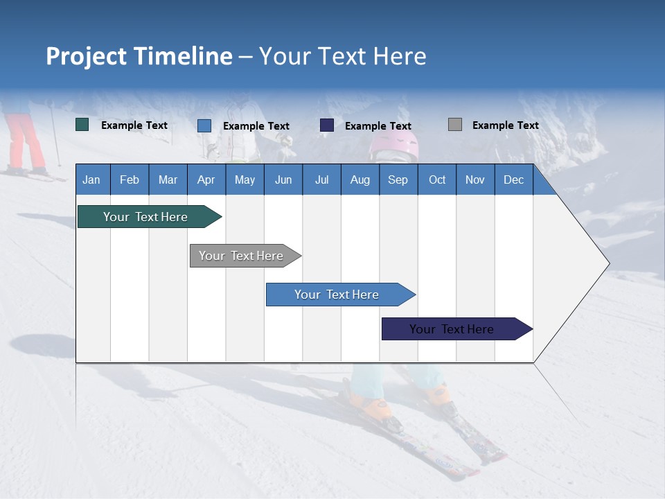 A Group Of People Riding Skis Down A Snow Covered Slope PowerPoint Template