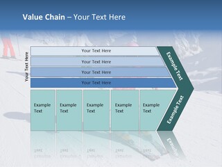 A Group Of People Riding Skis Down A Snow Covered Slope PowerPoint Template