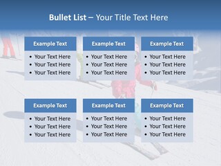 A Group Of People Riding Skis Down A Snow Covered Slope PowerPoint Template
