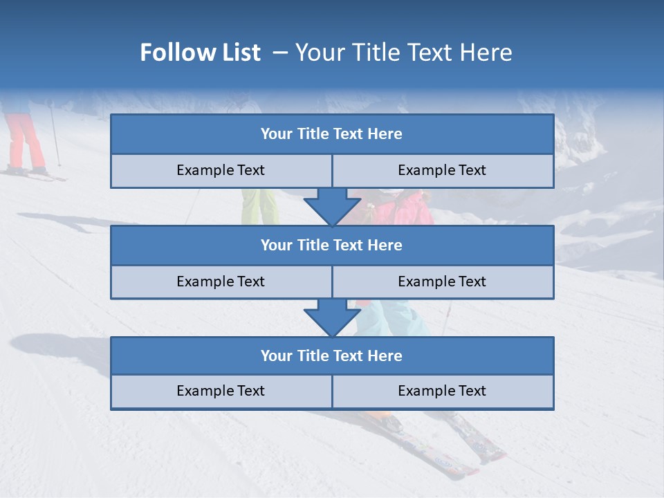 A Group Of People Riding Skis Down A Snow Covered Slope PowerPoint Template