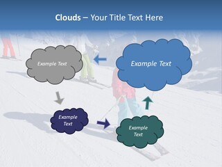 A Group Of People Riding Skis Down A Snow Covered Slope PowerPoint Template