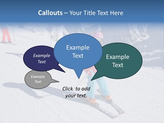 A Group Of People Riding Skis Down A Snow Covered Slope PowerPoint Template