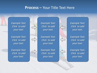 A Group Of People Riding Skis Down A Snow Covered Slope PowerPoint Template