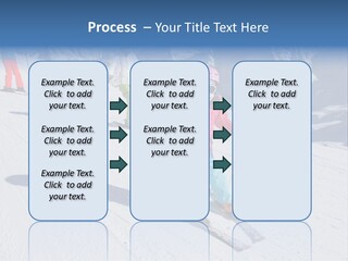 A Group Of People Riding Skis Down A Snow Covered Slope PowerPoint Template