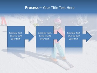 A Group Of People Riding Skis Down A Snow Covered Slope PowerPoint Template