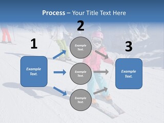 A Group Of People Riding Skis Down A Snow Covered Slope PowerPoint Template