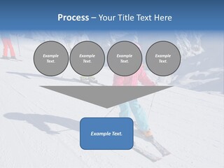 A Group Of People Riding Skis Down A Snow Covered Slope PowerPoint Template