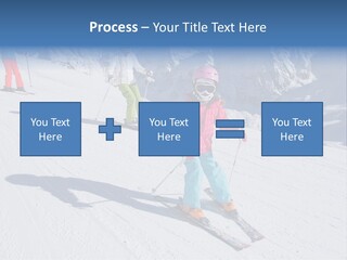 A Group Of People Riding Skis Down A Snow Covered Slope PowerPoint Template