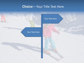 A Group Of People Riding Skis Down A Snow Covered Slope PowerPoint Template