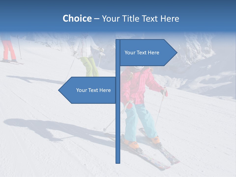A Group Of People Riding Skis Down A Snow Covered Slope PowerPoint Template