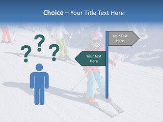 A Group Of People Riding Skis Down A Snow Covered Slope PowerPoint Template