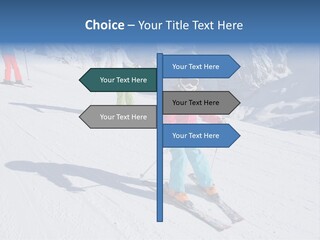 A Group Of People Riding Skis Down A Snow Covered Slope PowerPoint Template