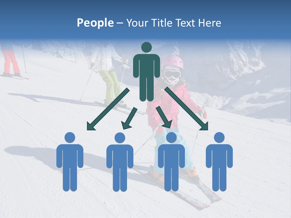 A Group Of People Riding Skis Down A Snow Covered Slope PowerPoint Template