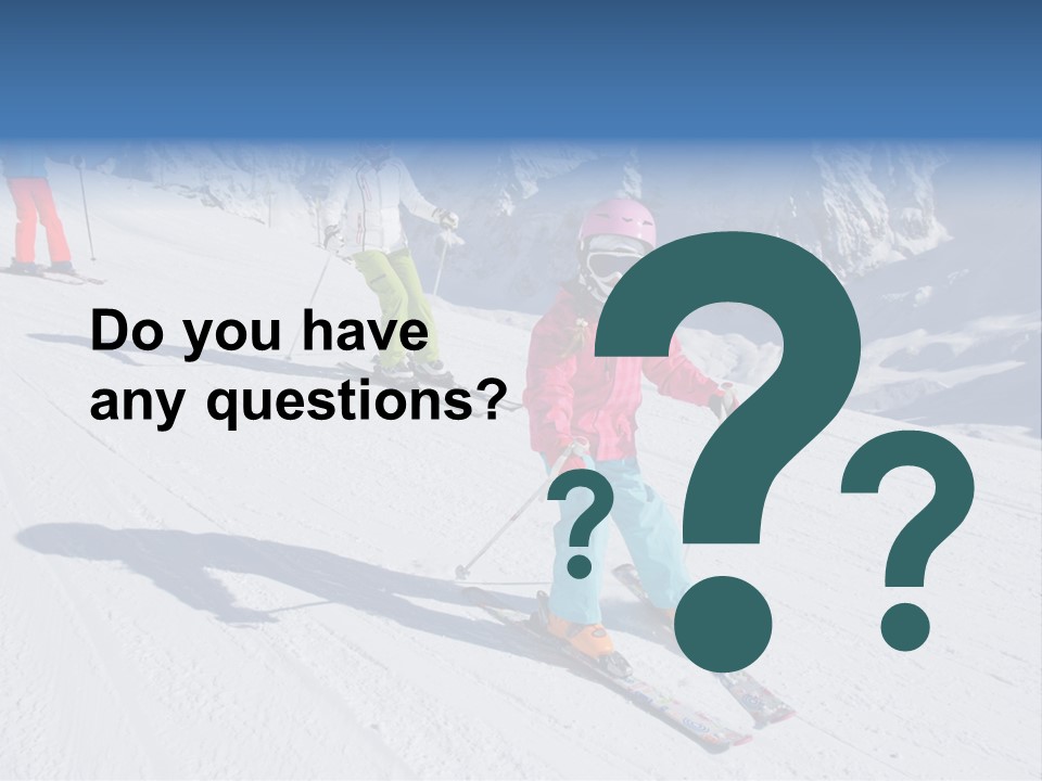 A Group Of People Riding Skis Down A Snow Covered Slope PowerPoint Template