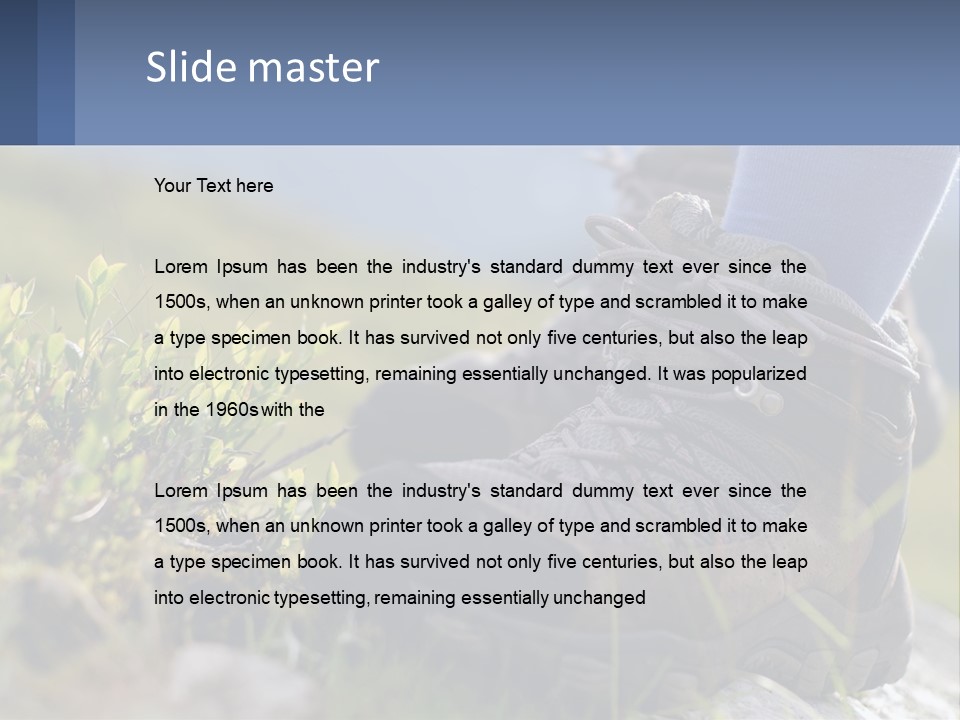 A Person In Hiking Boots Standing On A Rock PowerPoint Template