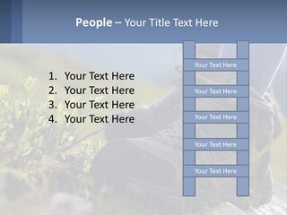 A Person In Hiking Boots Standing On A Rock PowerPoint Template