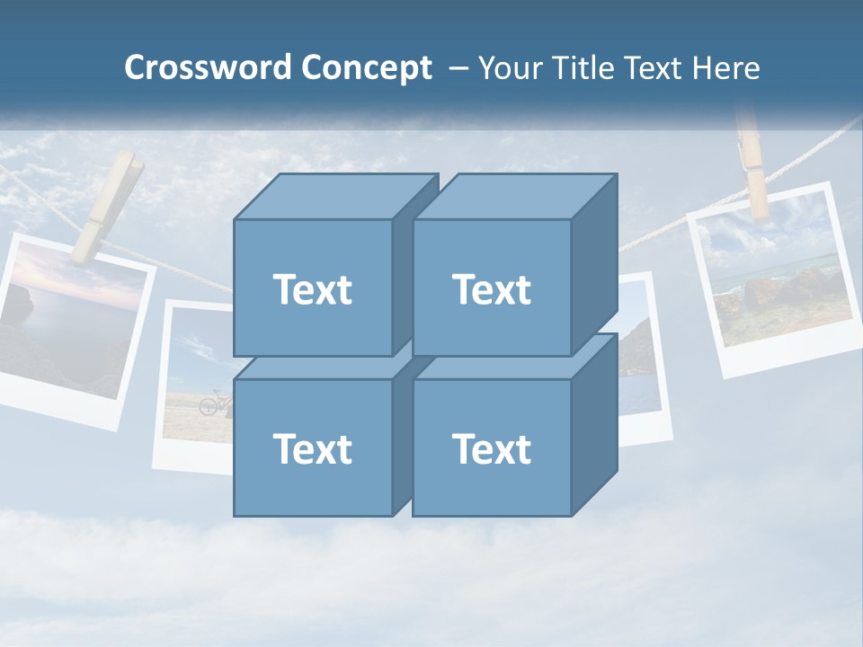 A Bunch Of Pictures Hanging On A Clothes Line PowerPoint Template