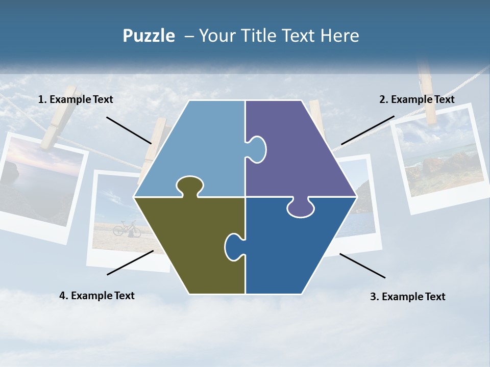 A Bunch Of Pictures Hanging On A Clothes Line PowerPoint Template