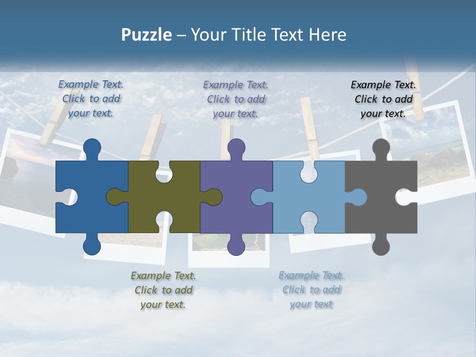 A Bunch Of Pictures Hanging On A Clothes Line PowerPoint Template