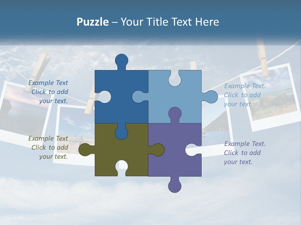 A Bunch Of Pictures Hanging On A Clothes Line PowerPoint Template