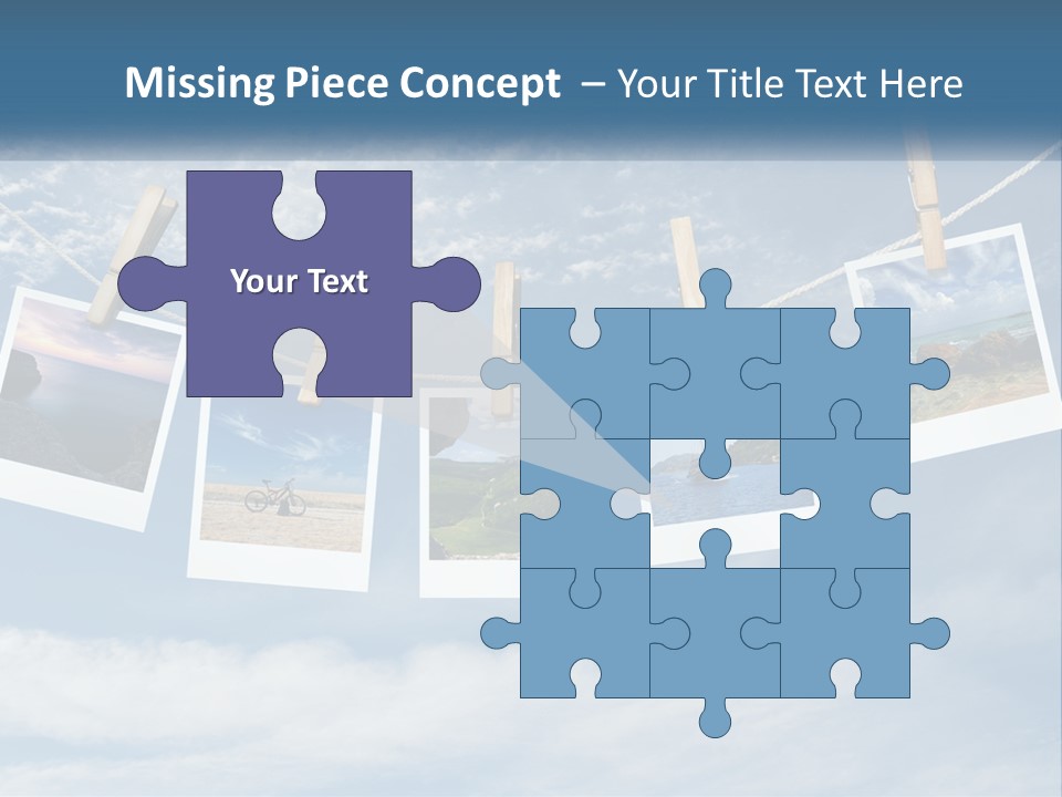 A Bunch Of Pictures Hanging On A Clothes Line PowerPoint Template