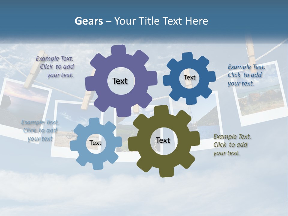 A Bunch Of Pictures Hanging On A Clothes Line PowerPoint Template