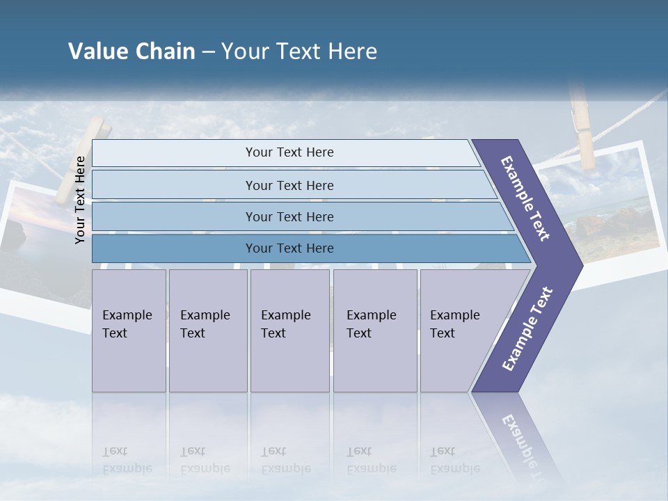 A Bunch Of Pictures Hanging On A Clothes Line PowerPoint Template