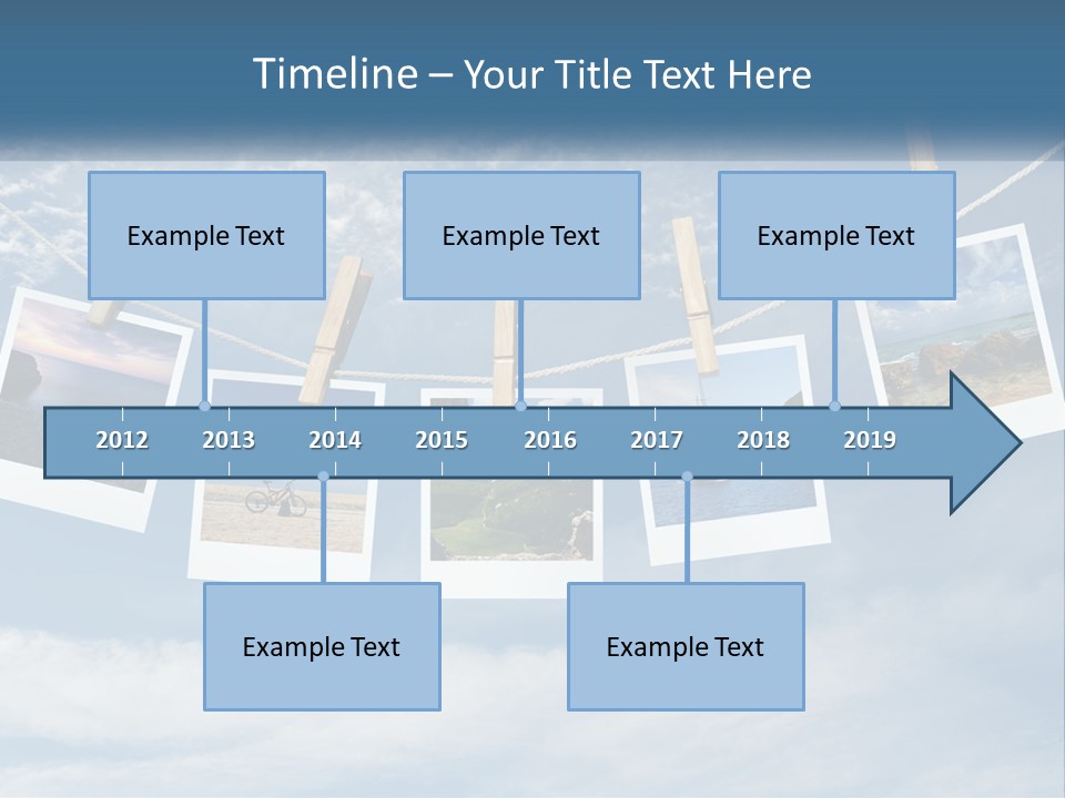 A Bunch Of Pictures Hanging On A Clothes Line PowerPoint Template