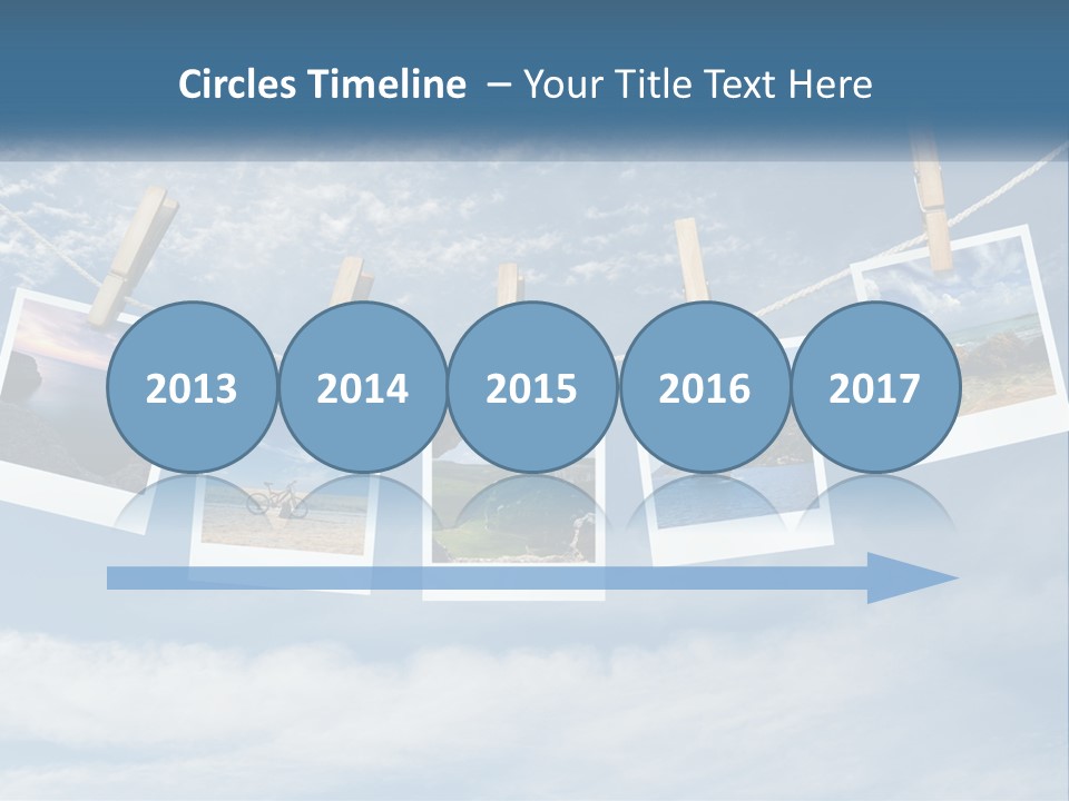 A Bunch Of Pictures Hanging On A Clothes Line PowerPoint Template