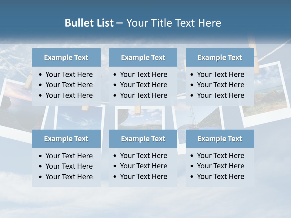 A Bunch Of Pictures Hanging On A Clothes Line PowerPoint Template