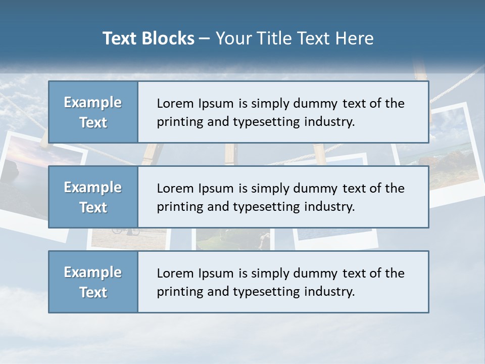 A Bunch Of Pictures Hanging On A Clothes Line PowerPoint Template
