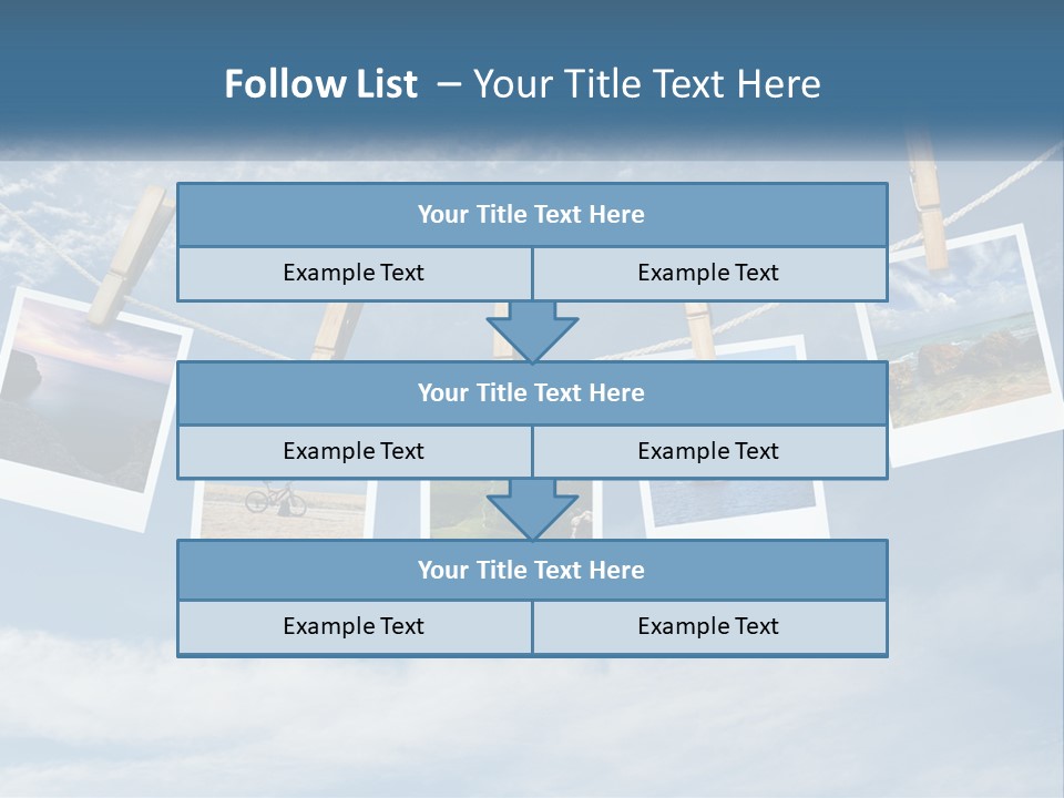 A Bunch Of Pictures Hanging On A Clothes Line PowerPoint Template