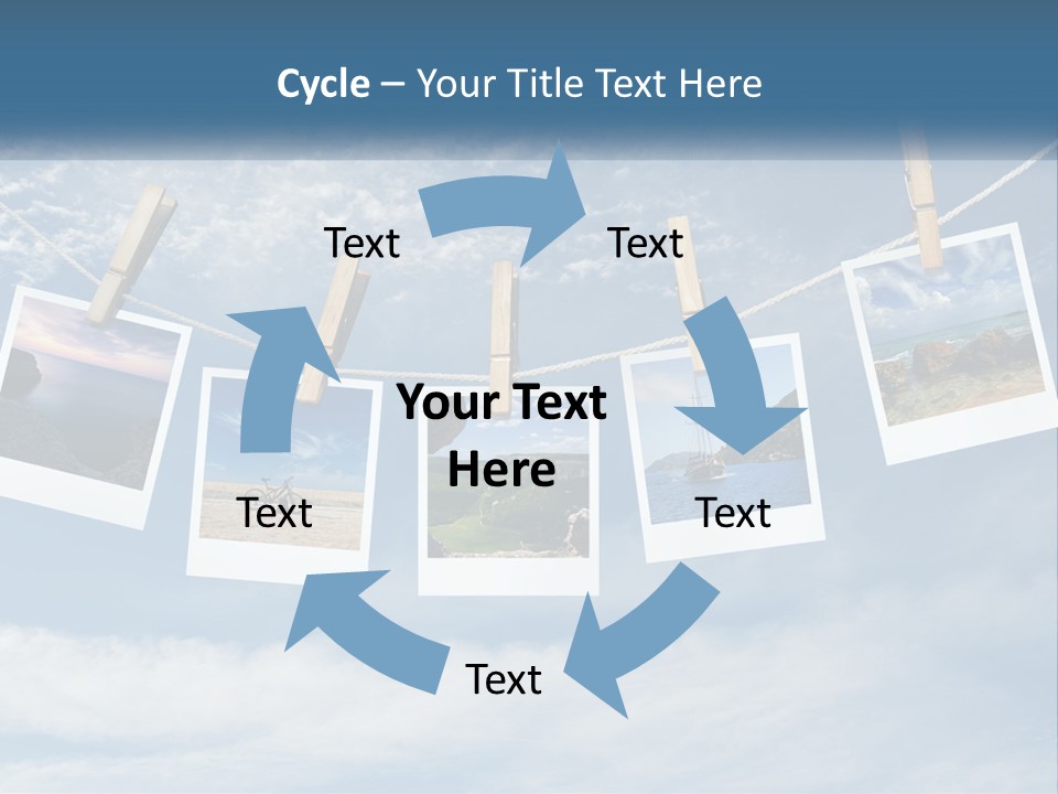 A Bunch Of Pictures Hanging On A Clothes Line PowerPoint Template