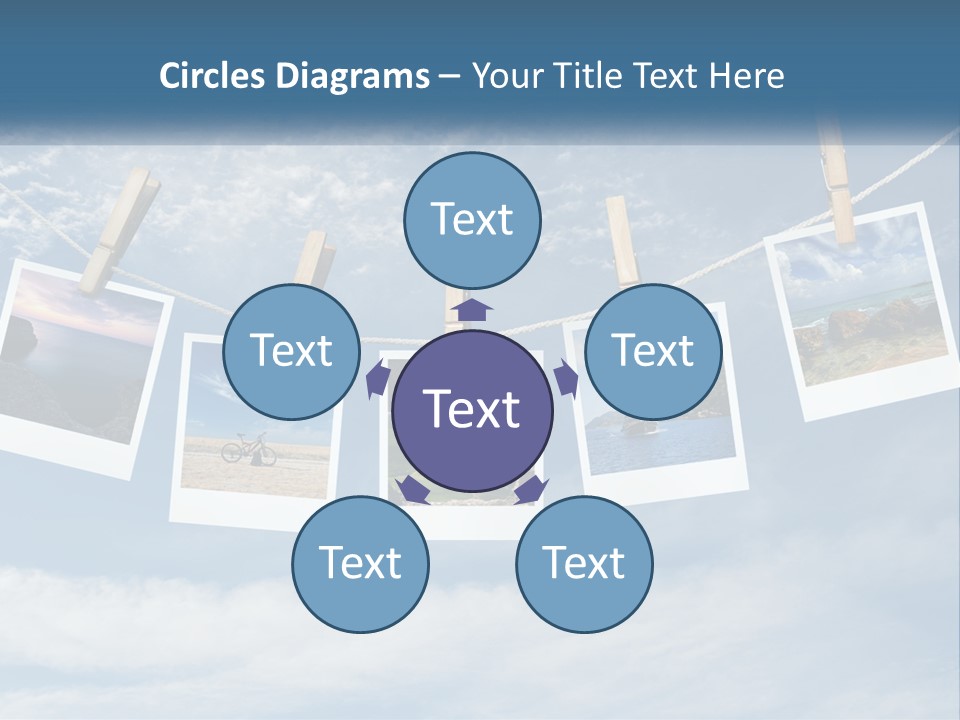 A Bunch Of Pictures Hanging On A Clothes Line PowerPoint Template