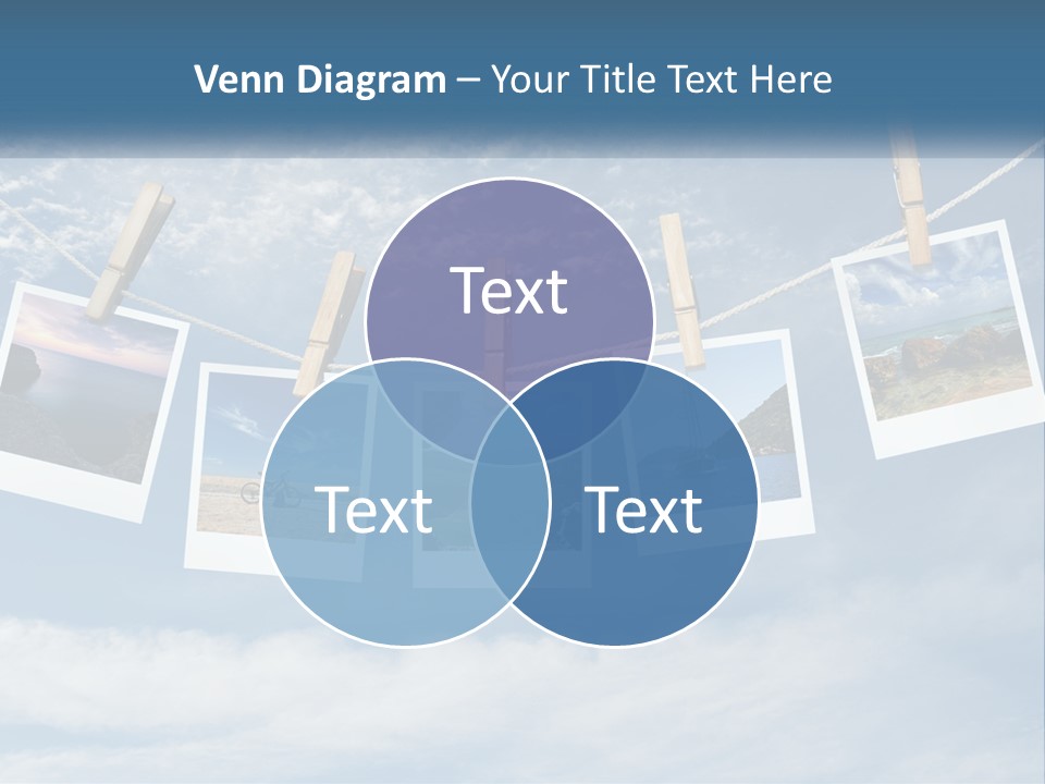 A Bunch Of Pictures Hanging On A Clothes Line PowerPoint Template