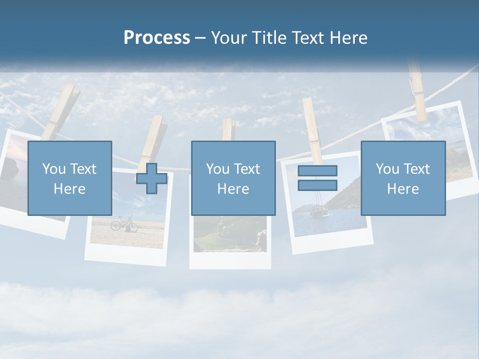 A Bunch Of Pictures Hanging On A Clothes Line PowerPoint Template