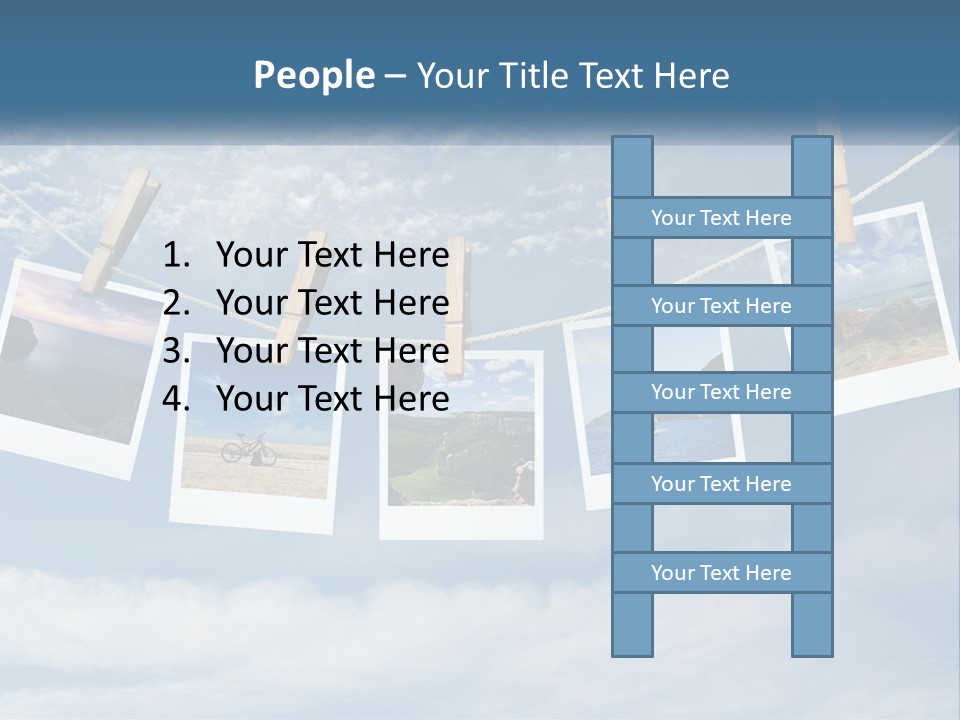 A Bunch Of Pictures Hanging On A Clothes Line PowerPoint Template