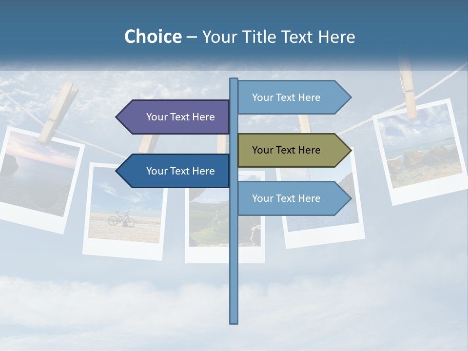 A Bunch Of Pictures Hanging On A Clothes Line PowerPoint Template