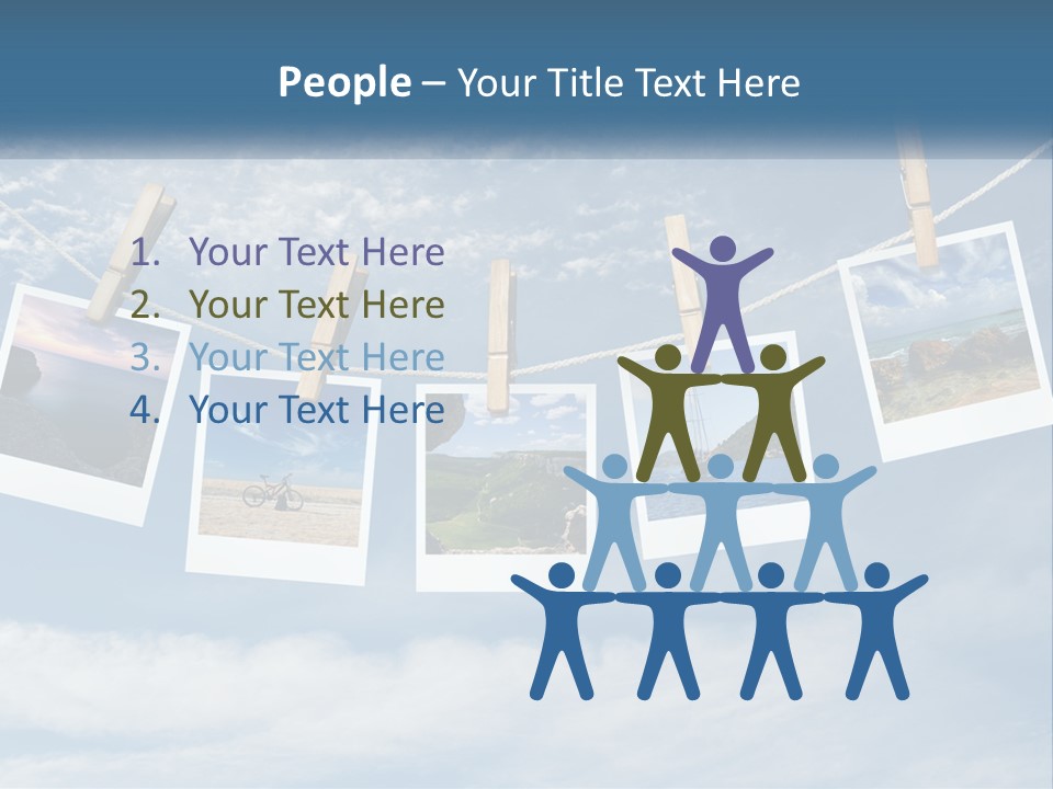 A Bunch Of Pictures Hanging On A Clothes Line PowerPoint Template