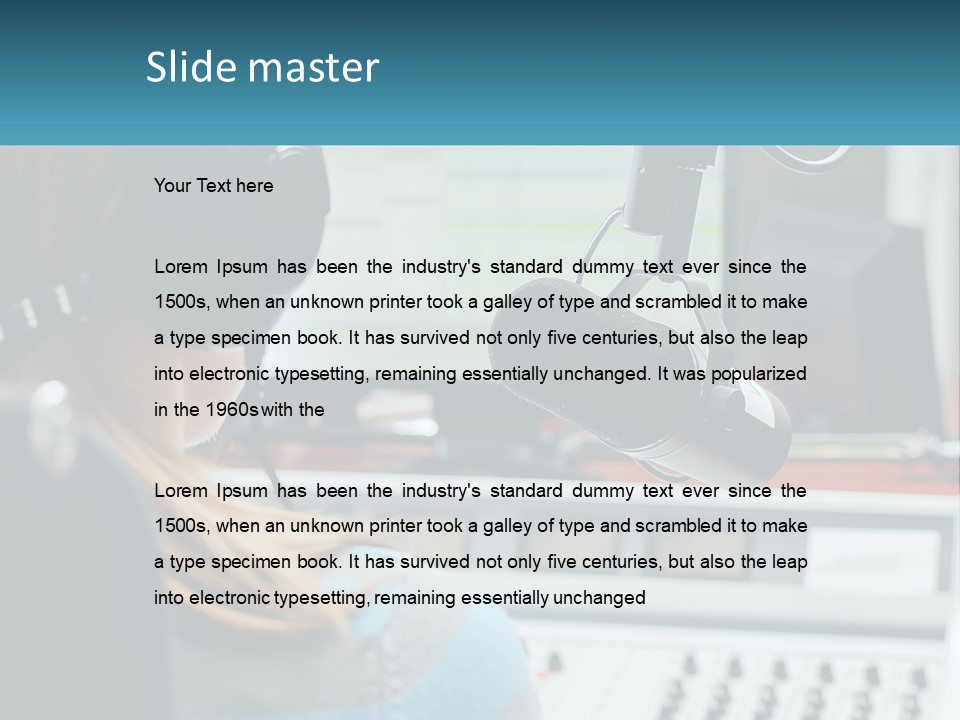 A Woman With Headphones On In Front Of A Microphone PowerPoint Template