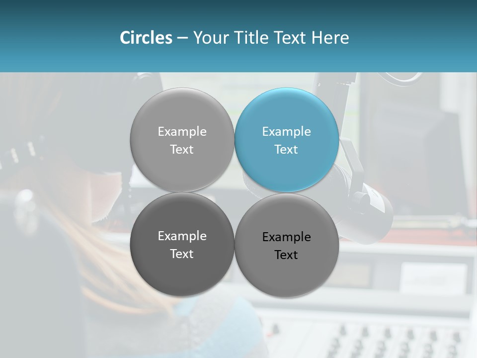 A Woman With Headphones On In Front Of A Microphone PowerPoint Template