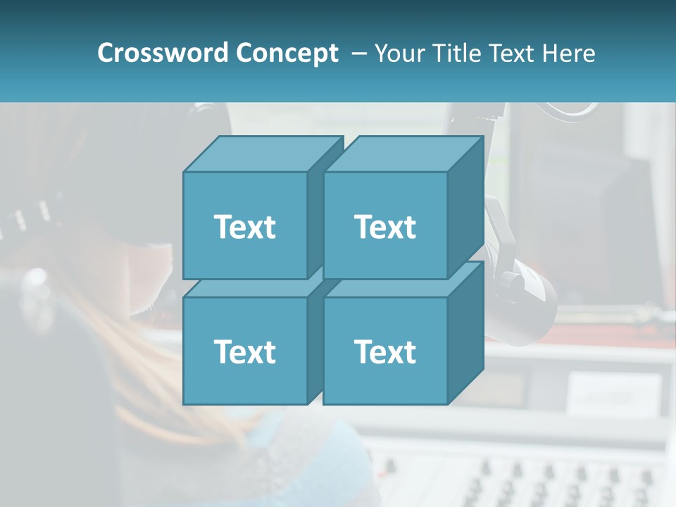 A Woman With Headphones On In Front Of A Microphone PowerPoint Template