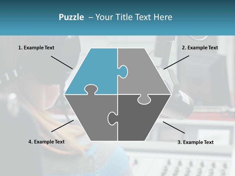 A Woman With Headphones On In Front Of A Microphone PowerPoint Template