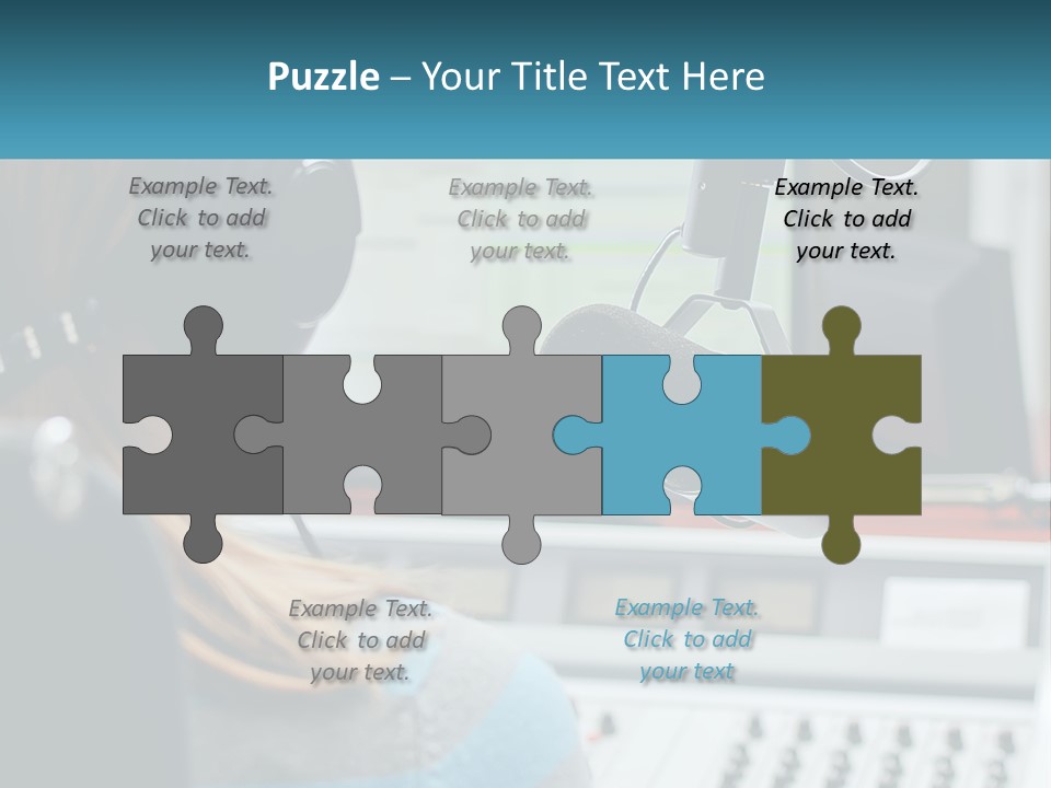 A Woman With Headphones On In Front Of A Microphone PowerPoint Template
