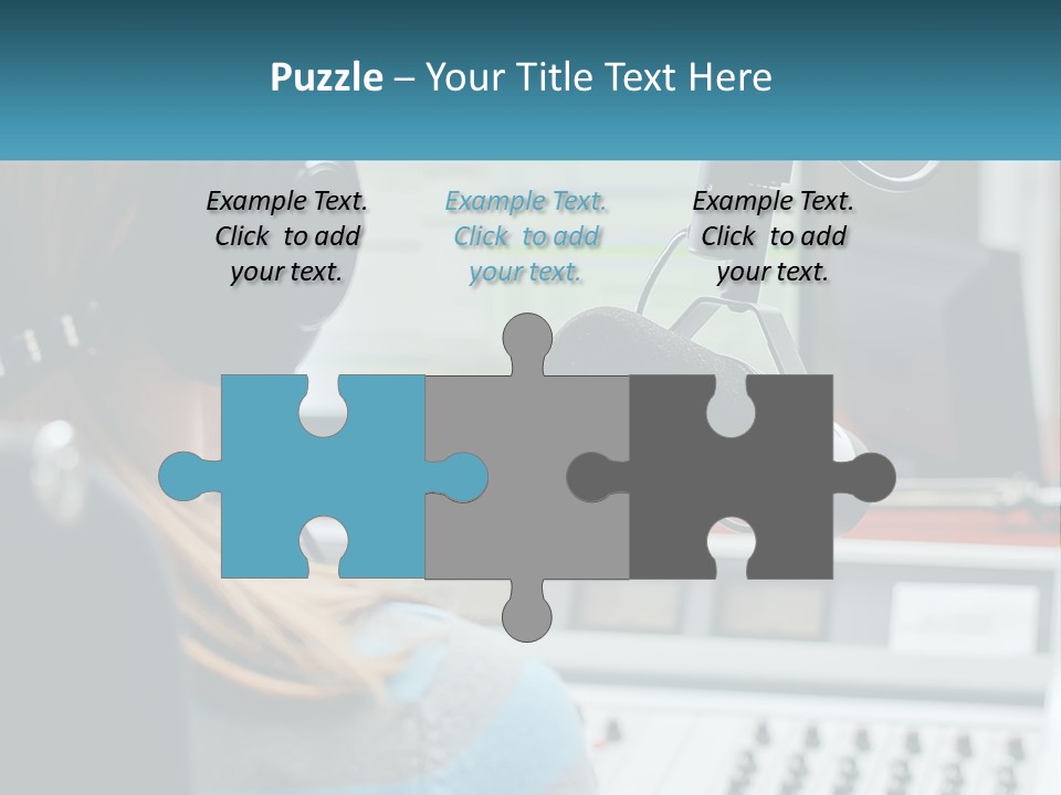 A Woman With Headphones On In Front Of A Microphone PowerPoint Template