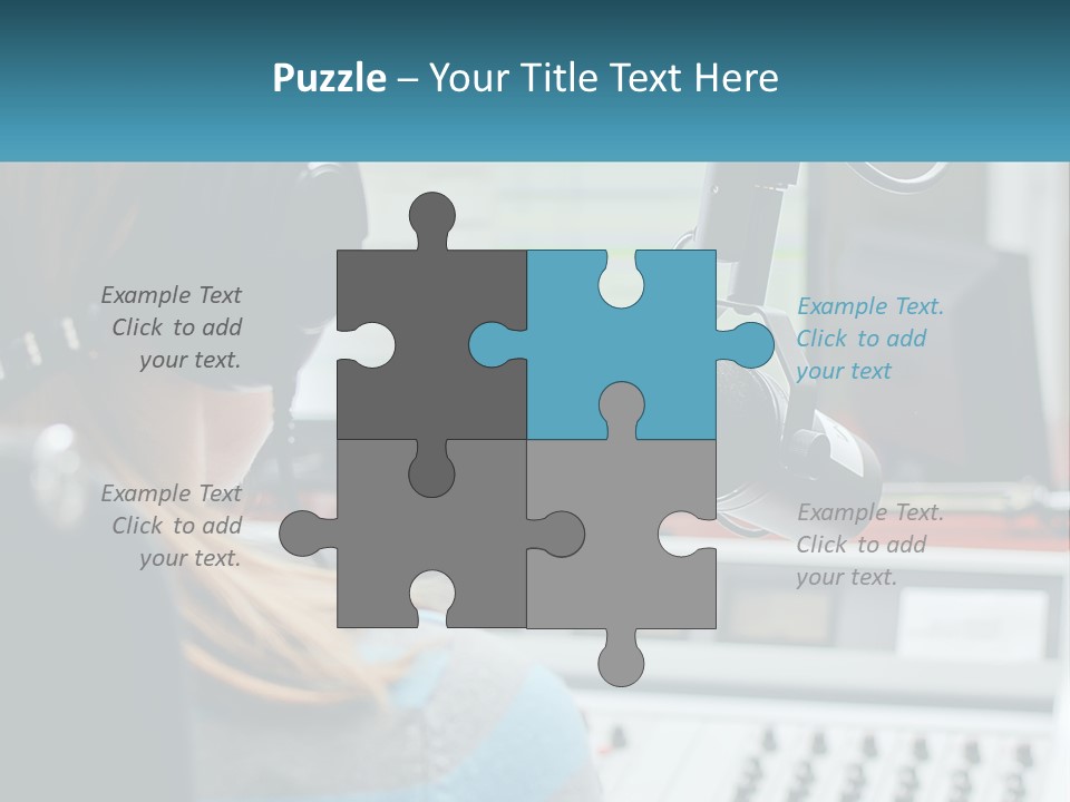 A Woman With Headphones On In Front Of A Microphone PowerPoint Template