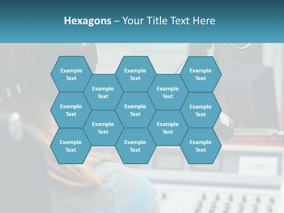 A Woman With Headphones On In Front Of A Microphone PowerPoint Template